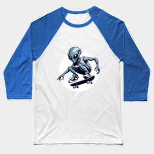 Alien Skateboarder Baseball T-Shirt